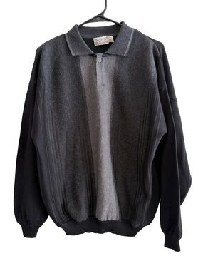 St. Croix Knits Merino Wool Sweater Black/Gray Size Medium